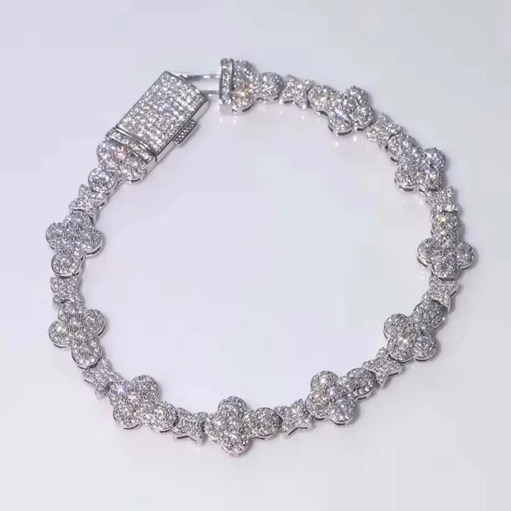 10mm Iced Out Tennis Cross Bracelet 8inch